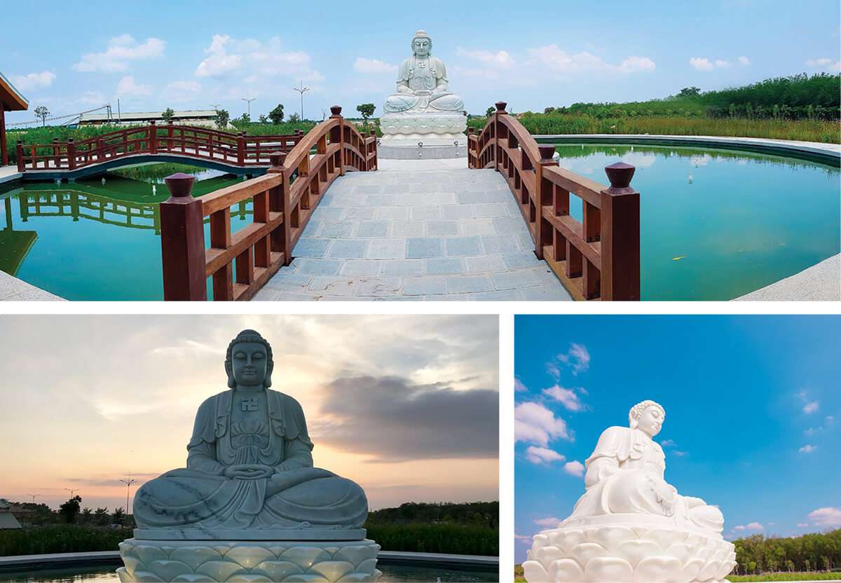 Tượng Phật A Di Đà tọa đài sen cao hơn 4m tại đền Trình tại Sala Garden