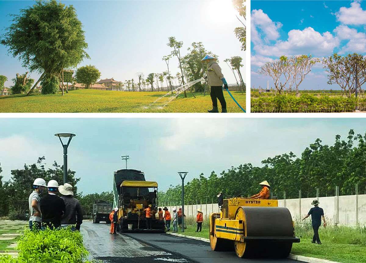 Công tác trải thảm nhựa các trục đường chính đã triển khai
