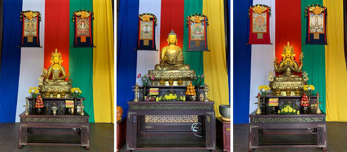 3 pho tượng phật tại thiền viện Sala Garden