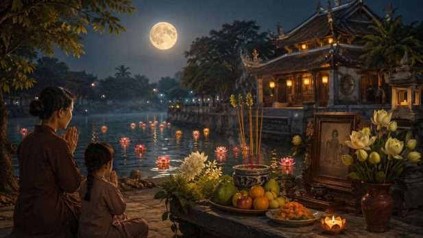 Nguồn gốc văn hóa và tín ngưỡng tháng 7 âm lịch Việt Nam với lễ Vu Lan, chùa cổ, hoa đăng, hương khói và nghi lễ tưởng nhớ tổ tiên