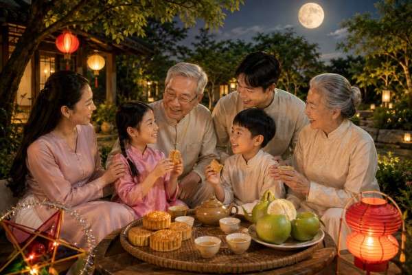 Gia đình quây quần đón Trung Thu